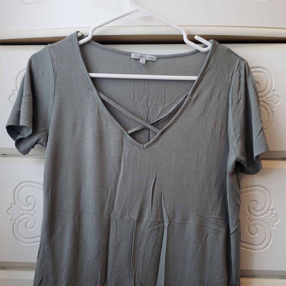 Olive green v-neck